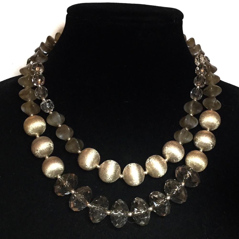 Chico’s NWT Beaded Gold and Brown Tone Necklace